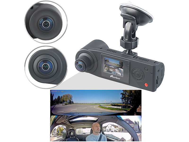 CARMATRIX Auto DashCam Full HD 1080p mit Rückfahrkamera im Nummernschild  G-Sensor WDR ADAS LDWS Parküberwachung