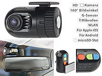 NavGear Mini-HD-Dashcam MDV-1600.av mit G-Sensor, WLAN und Smartphone-App; Dashcams mit G-Sensor (HD) Dashcams mit G-Sensor (HD) 